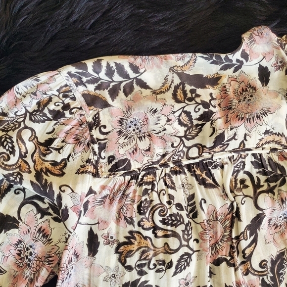 Bundle OnLy:LOFT 3/4 Sleeve Brown Pink White Leaf Print Spring summer Top Medium - Picture 12 of 12